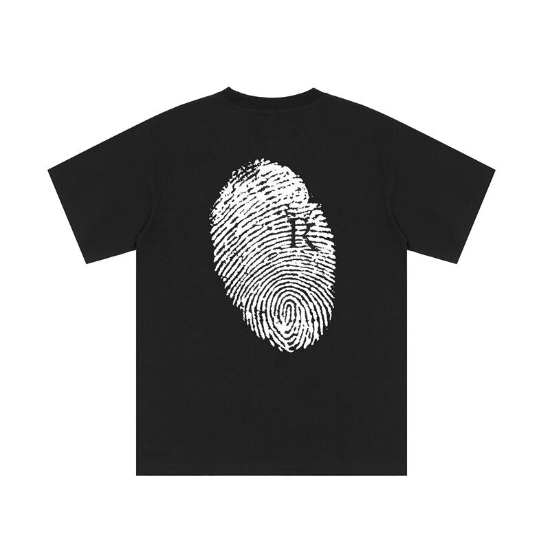 Revenge Fingerprint Graphic Print Oversized Cotton Tee