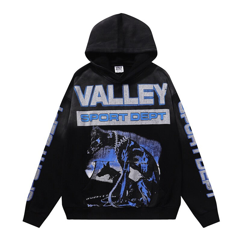 Vale Valley Mud Washed Graphic Loose Hoodie