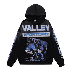 Vale Valley Mud Washed Graphic Loose Hoodie
