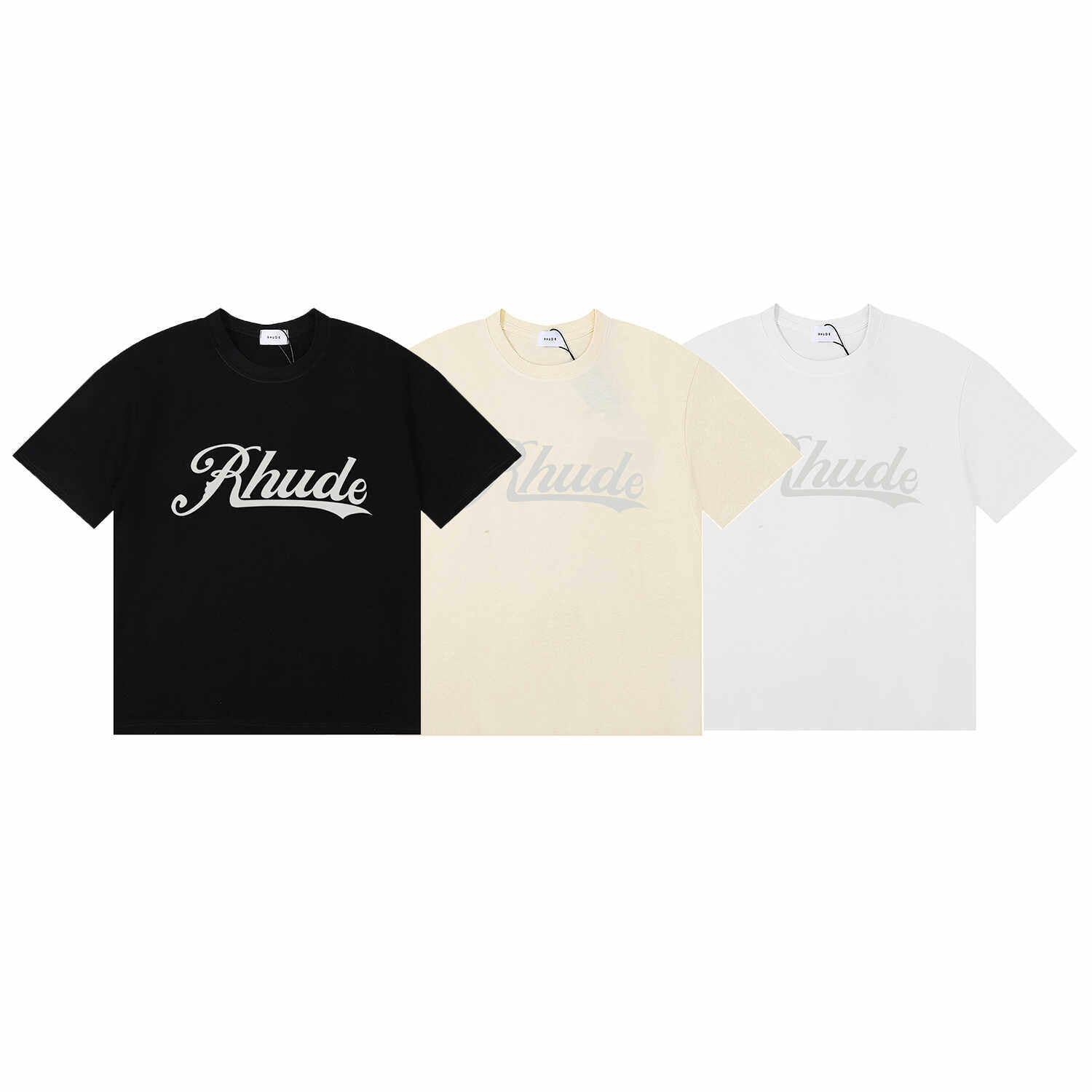 Rhude Sketch Logo Printed Comfortable Loose-Lined Couple T-shirt