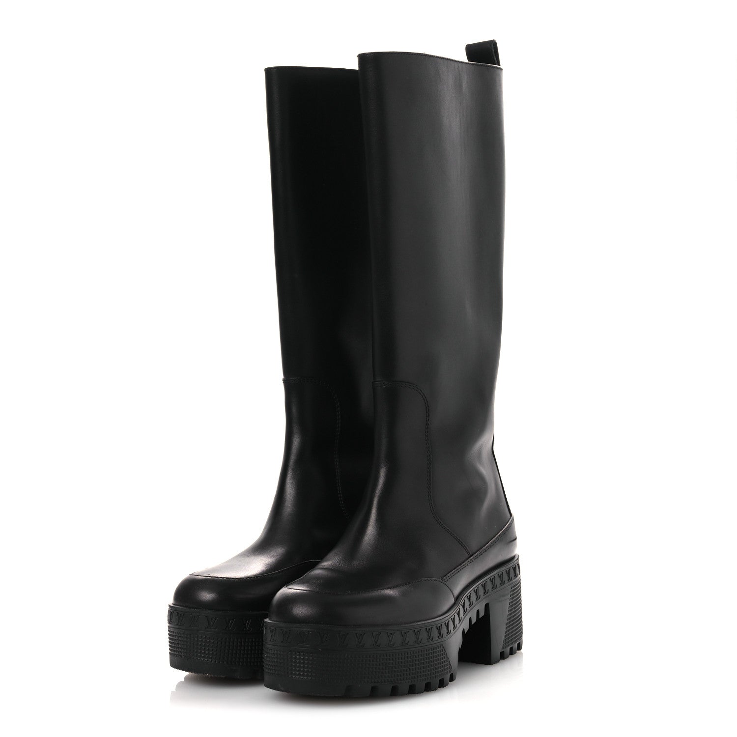 Calfskin Laureate Platform High Boots 36 Black