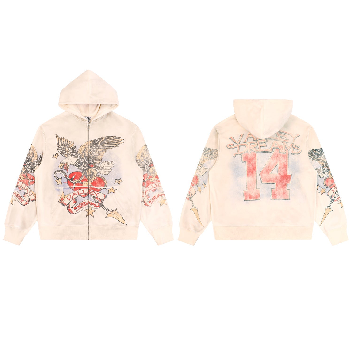 Vale Forever Nostalgia Zip Up Hoodie Cream