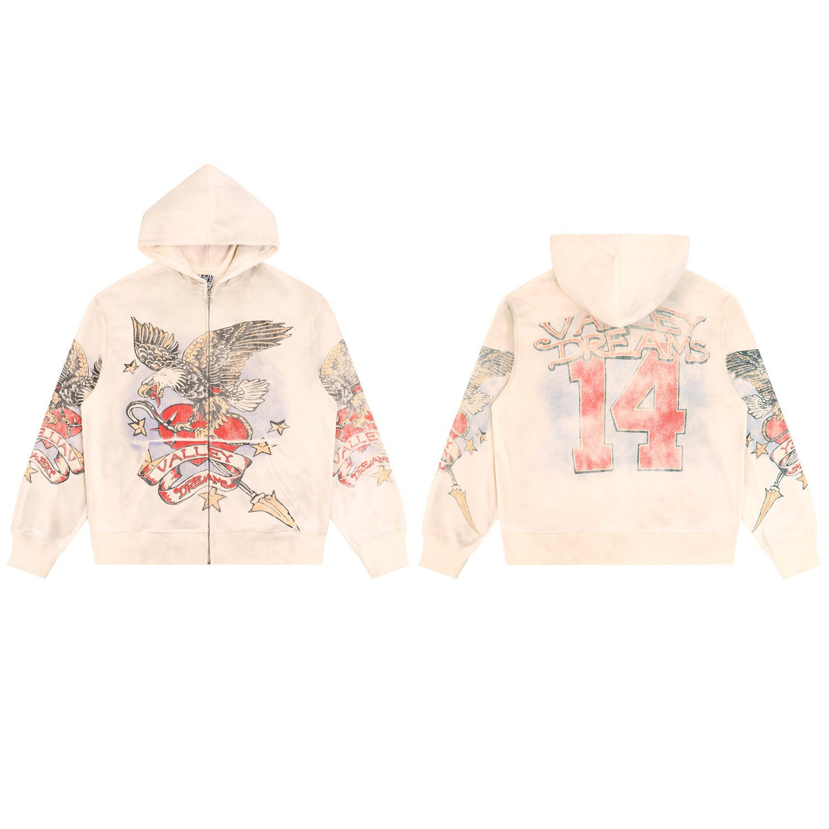 Vale Forever Nostalgia Zip Up Hoodie Cream