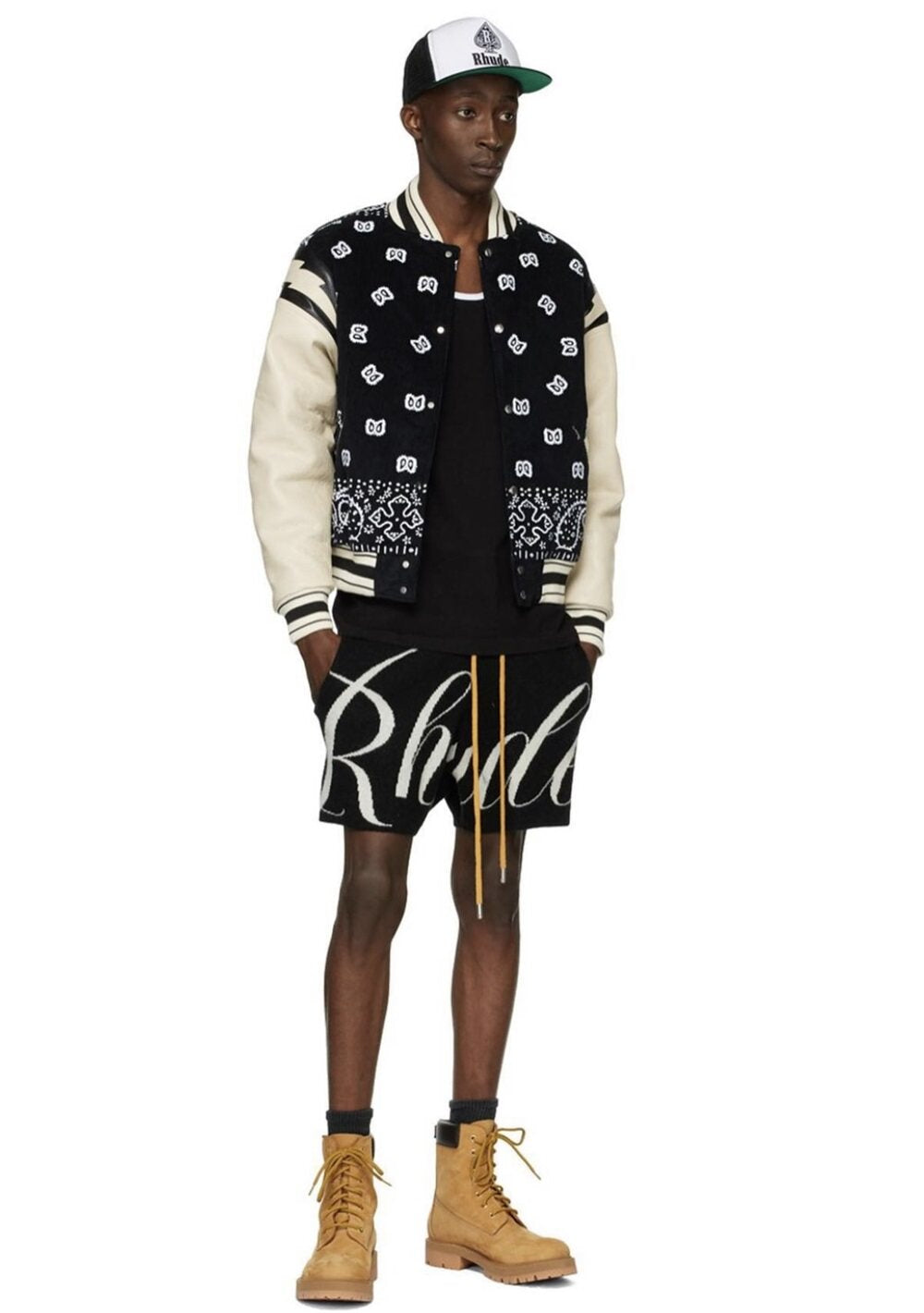 Rhude letter logo jacquard drawstring shorts