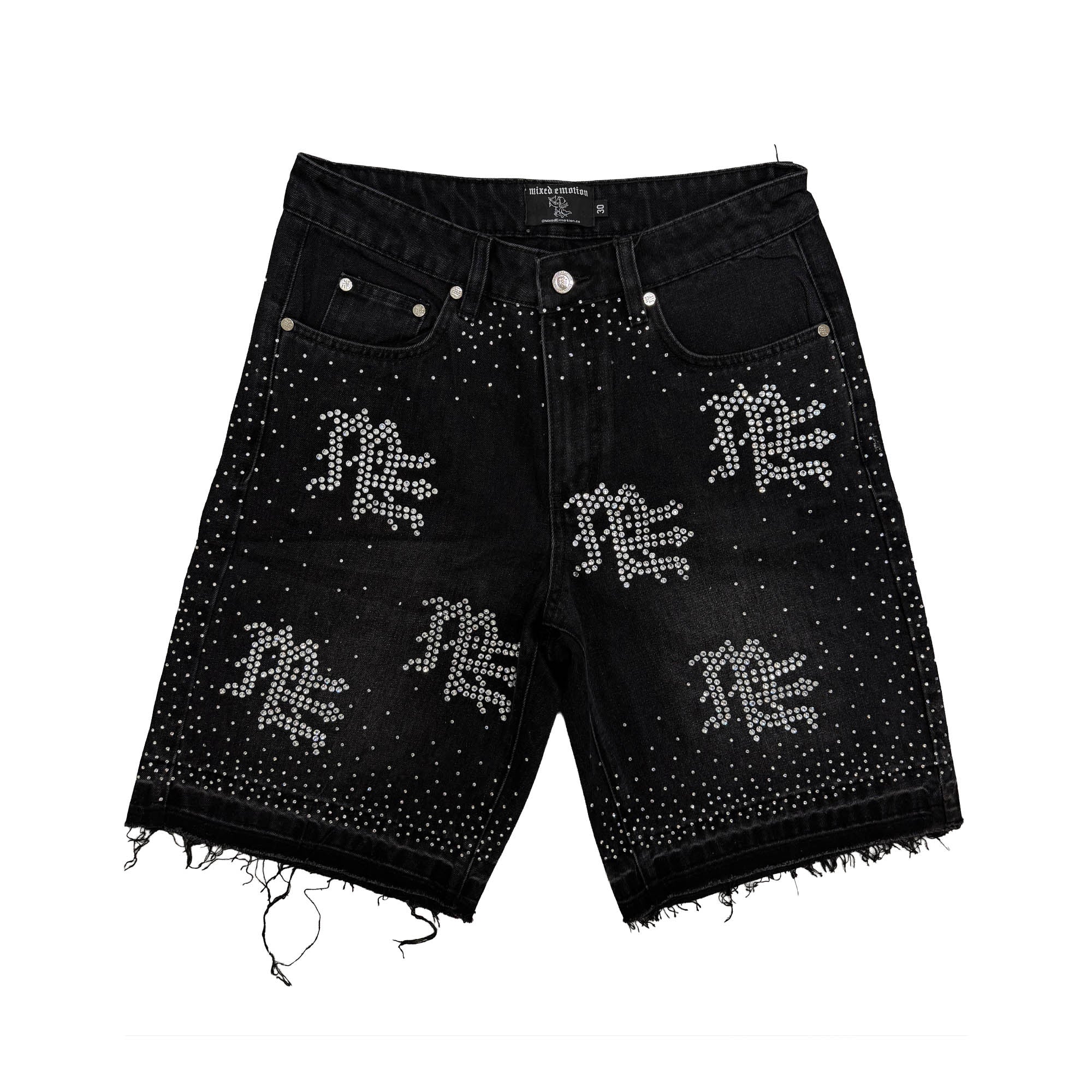 MIXED EMOTION Rhinestone Denim Shorts