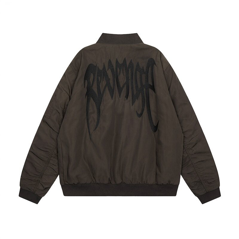 Revenge Embroidered Logo Oversized Zipper Bomber Jacket