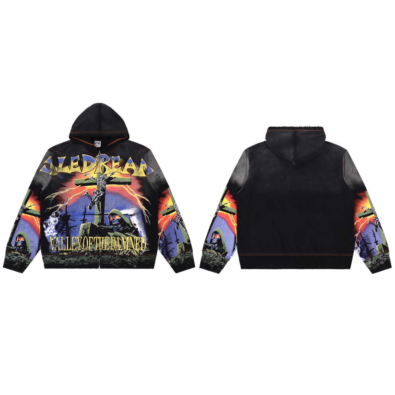 Vale Forever Damned Big Zip Up Hoodie Black