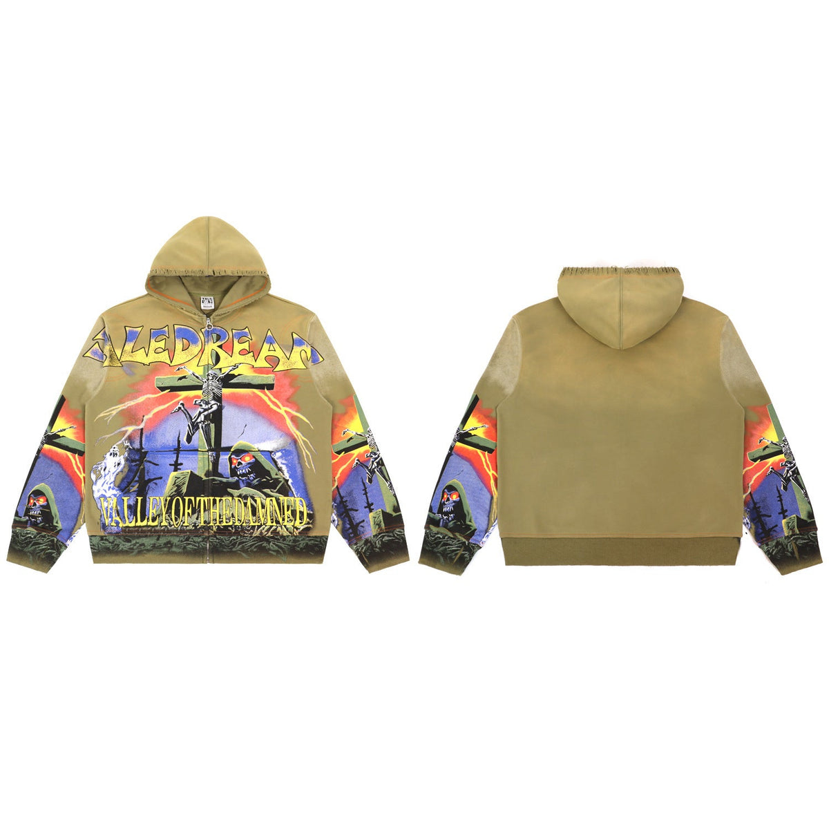Vale Forever Damned Big Zip Up Hoodie Green