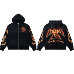Vale Forever Reborn Waffle Zip Up Hoodie Black