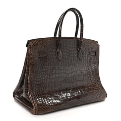 Shiny Porosus Crocodile Birkin 35 Havane