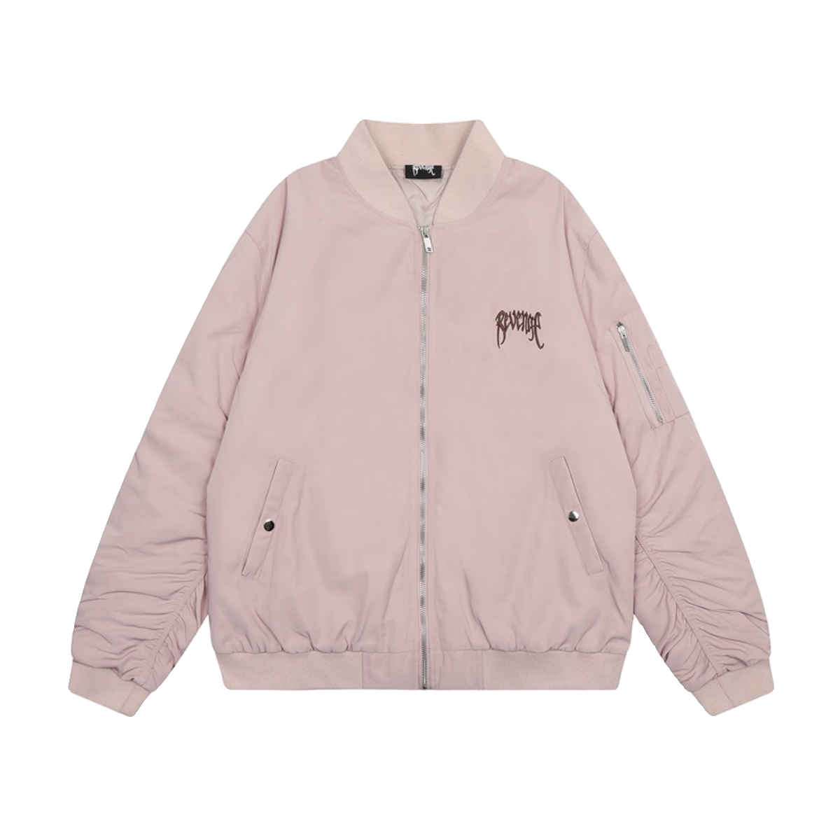Revenge Embroidered Logo Oversized Zipper Bomber Jacket