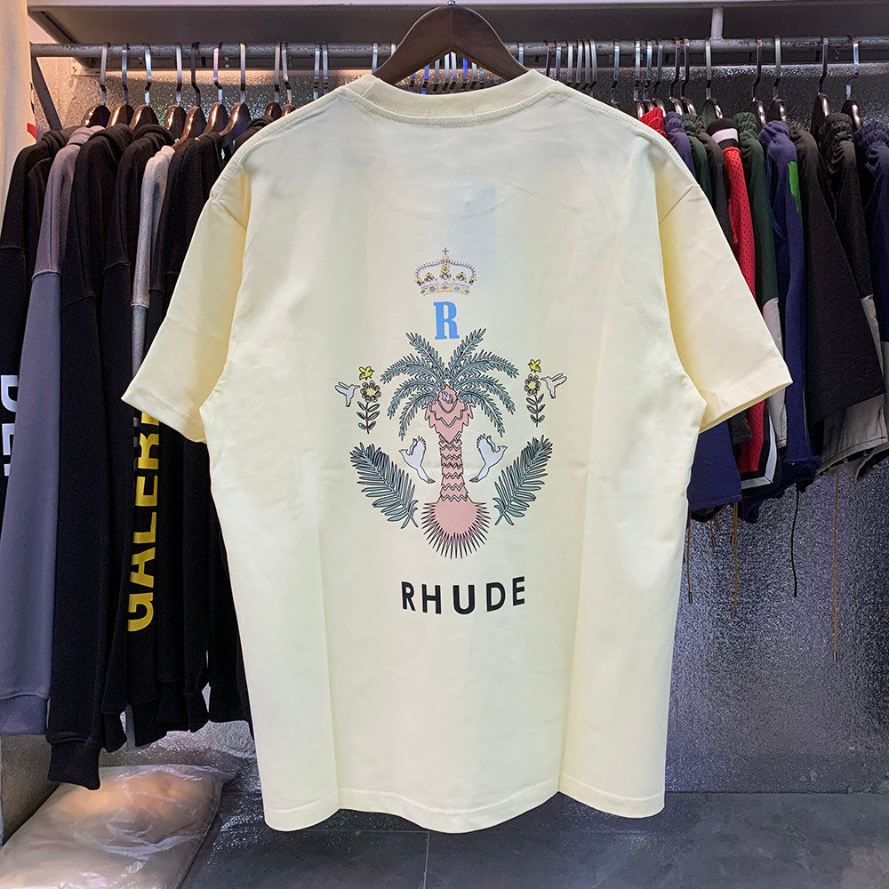 Rhude Las Palmas Coconut Print Round Neck T-shirt