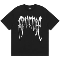 Revenge Fingerprint Graphic Print Oversized Cotton Tee