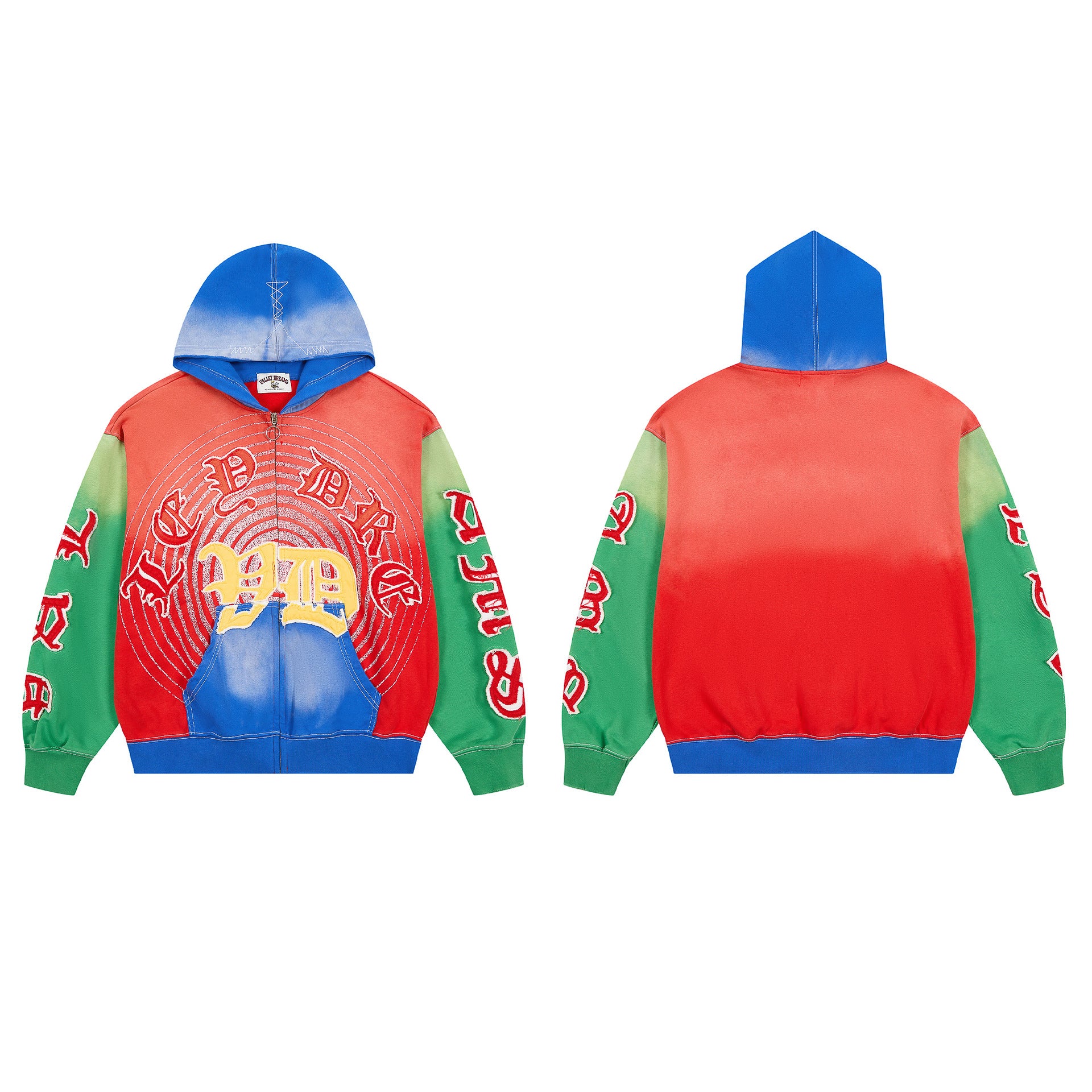 Vale Forever Looney Tunes Multicolor Zip Up Hoodie Red/Green