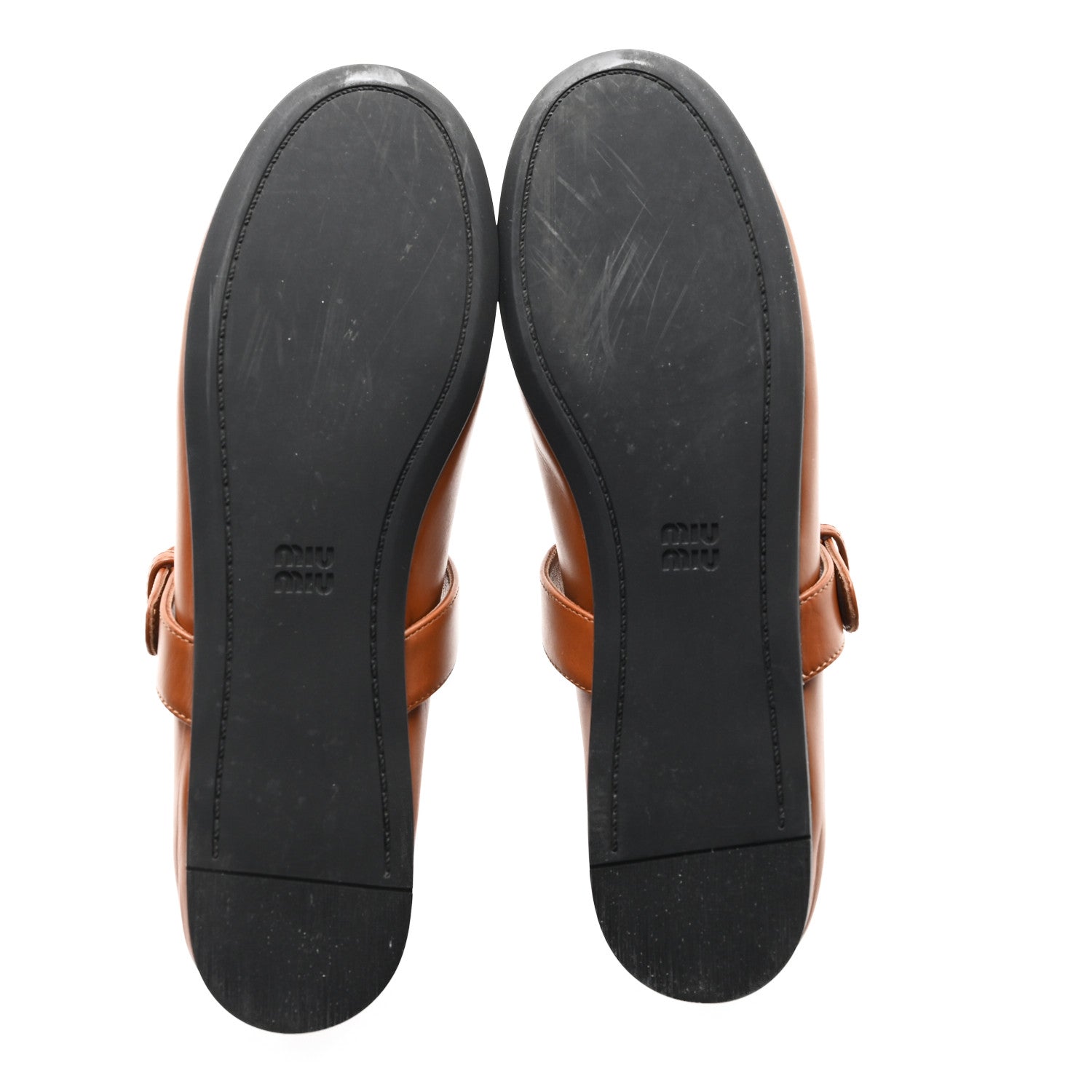Calfskin Mary Jane Ballerina Flats 36 Cognac
