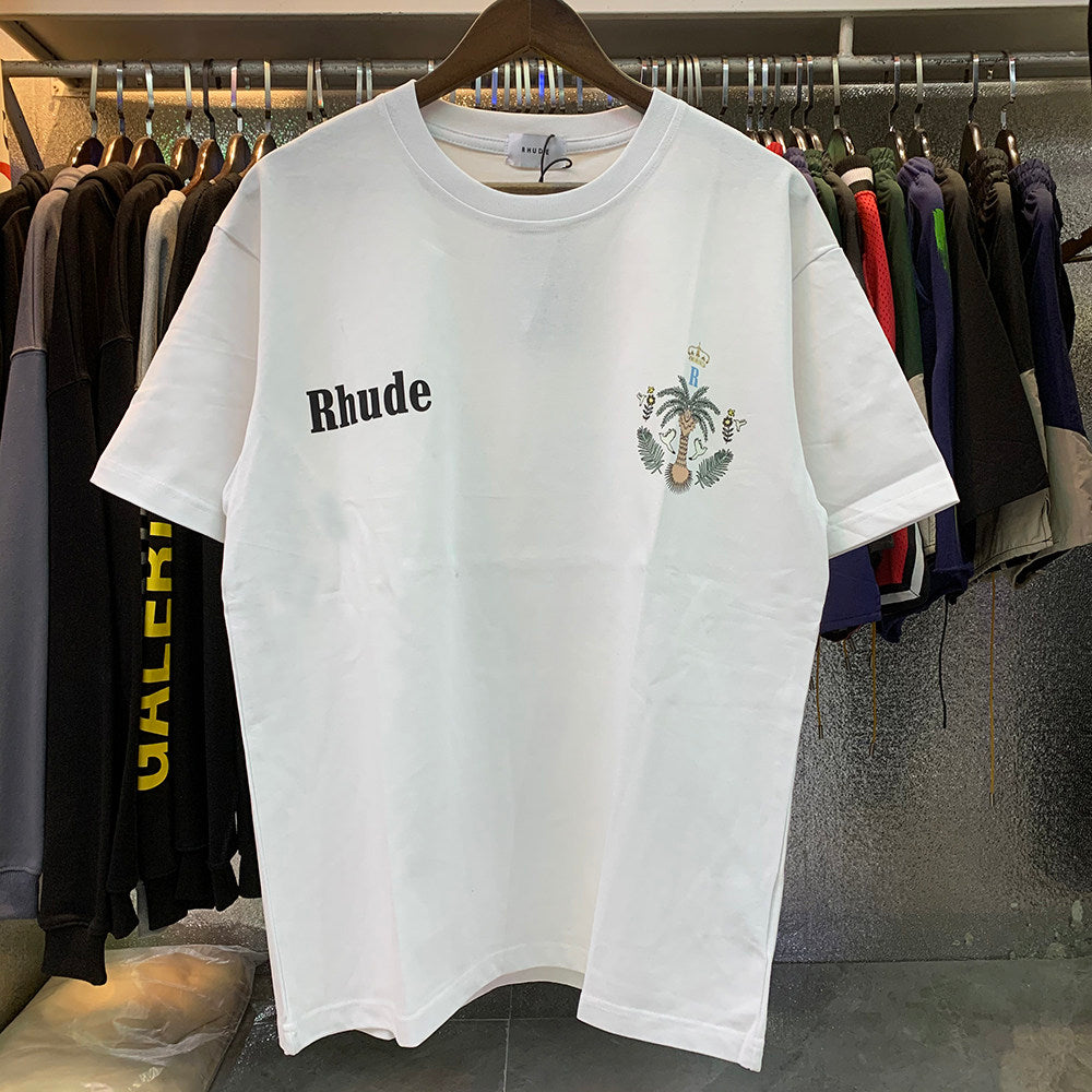 Rhude Las Palmas Coconut Print Round Neck T-shirt