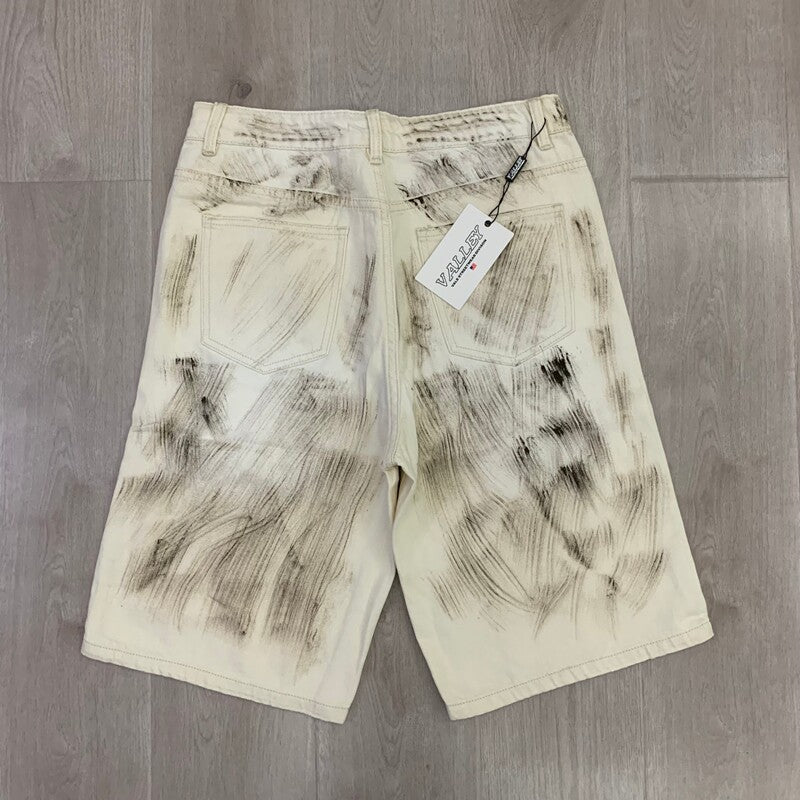 Vale Forever Splatter Paint Distressed Denim Shorts