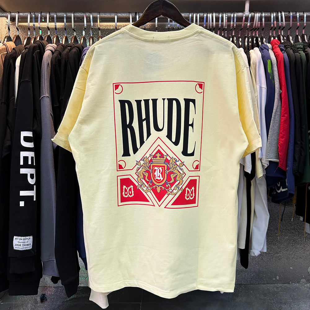 Rhude Card Print Loose-Fit Crew Neck Short Sleeve T-Shirt