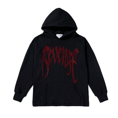 Revenge American Streetwear Rhinestone Heart Pullover Hoodie