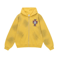 Vale Forever Sun Clustered Zip Up Hoodie Yellow