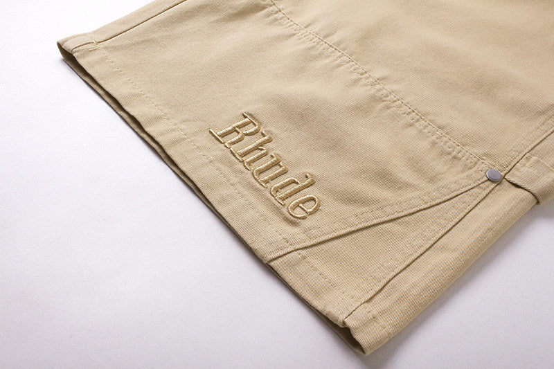Rhude Hip-hop trend fashion wash denim cargo shorts