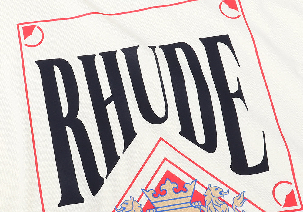 Rhude Card Print Loose-Fit Crew Neck Short Sleeve T-Shirt