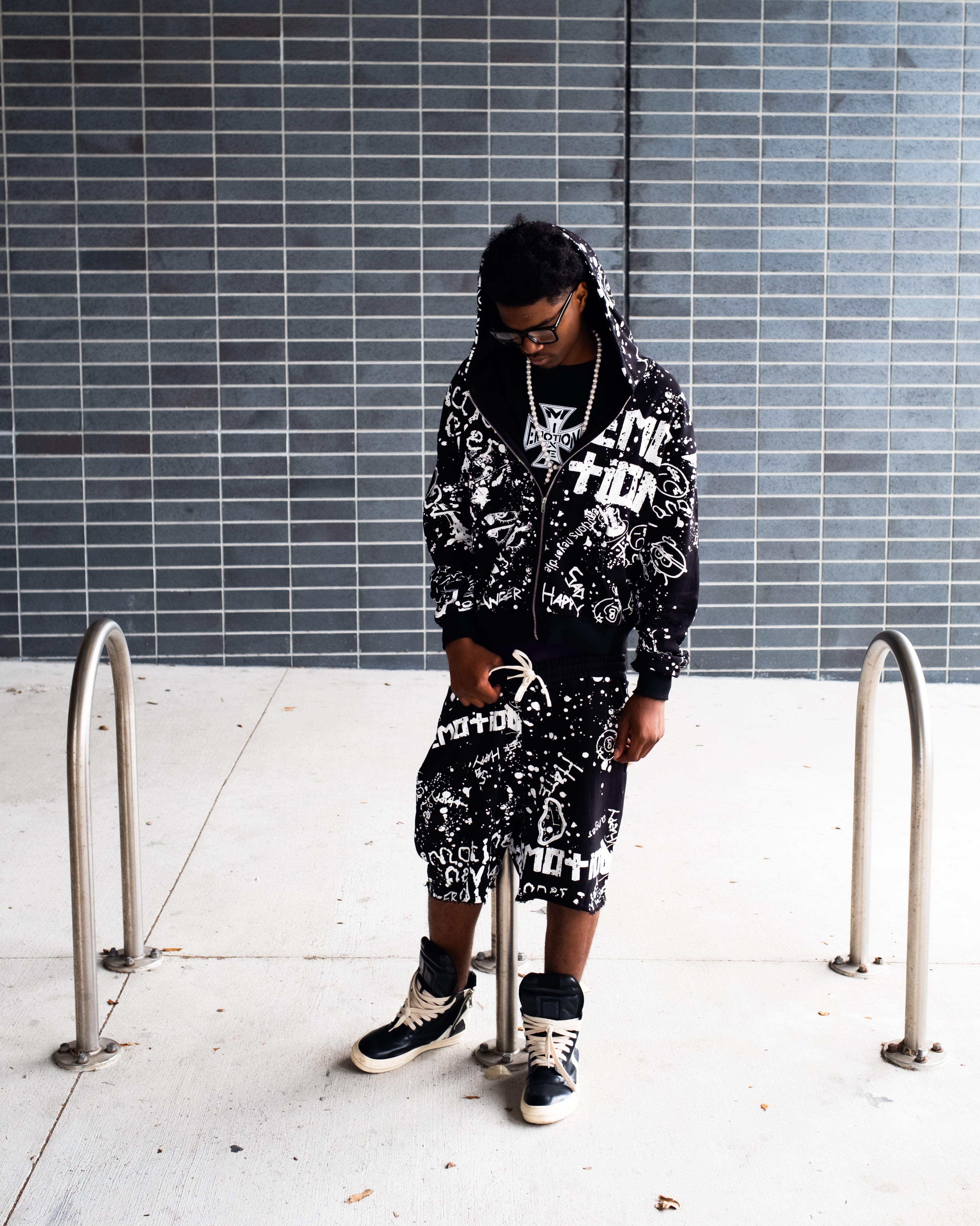 MIXED EMOTION Black “Graffiti” Shorts