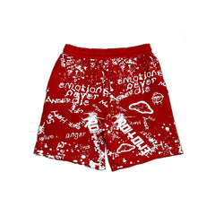 MIXED EMOTION Red “Graffiti” Shorts