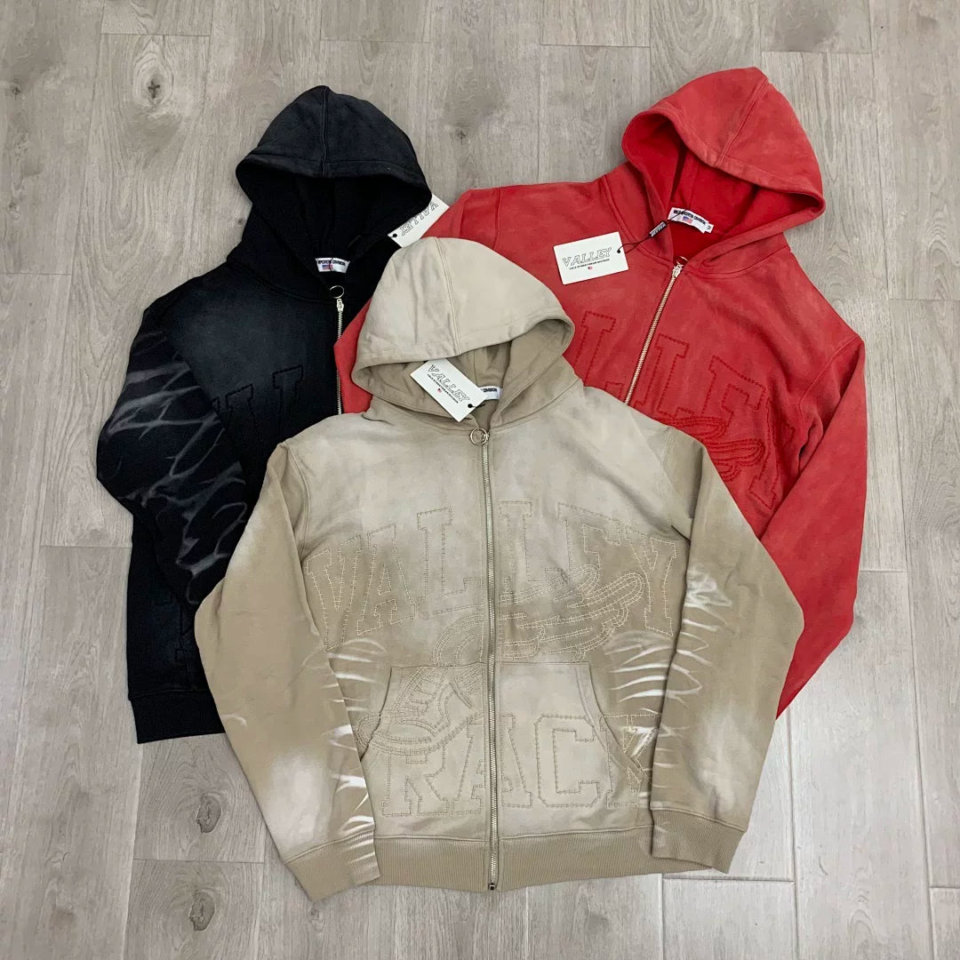 VALE VALLEY High Street Embroidered Zip Hoodie