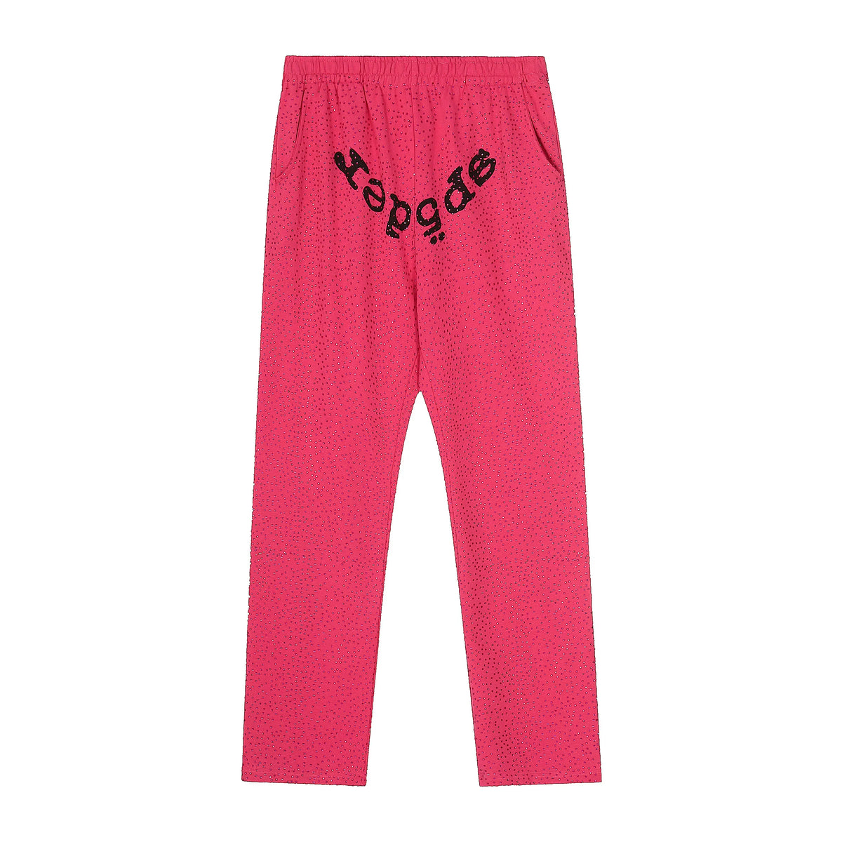 Sp5der Rhinestone Letter Graphic Hot Pink Casual Sweatpants