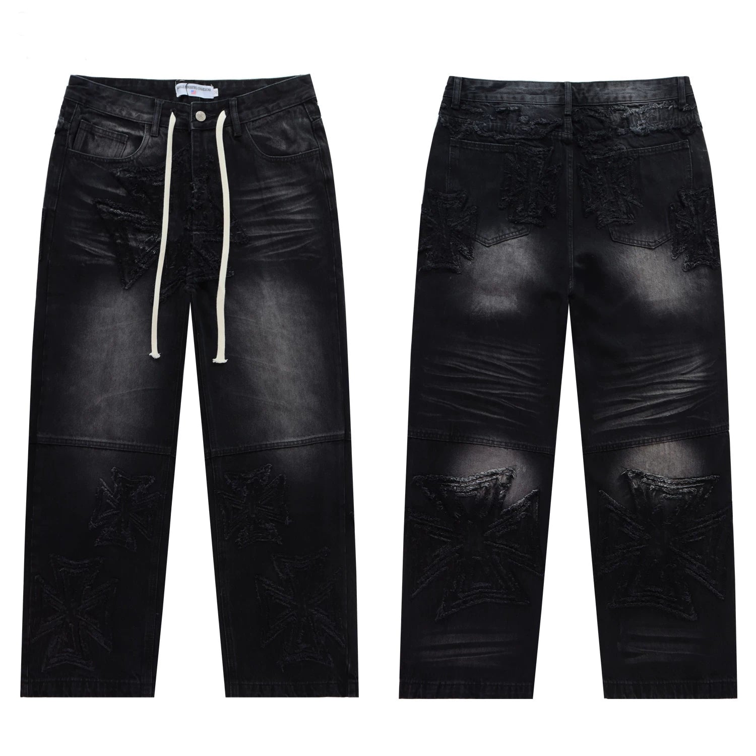Vale Valley Retro Embroidered Distressed Straight Jeans