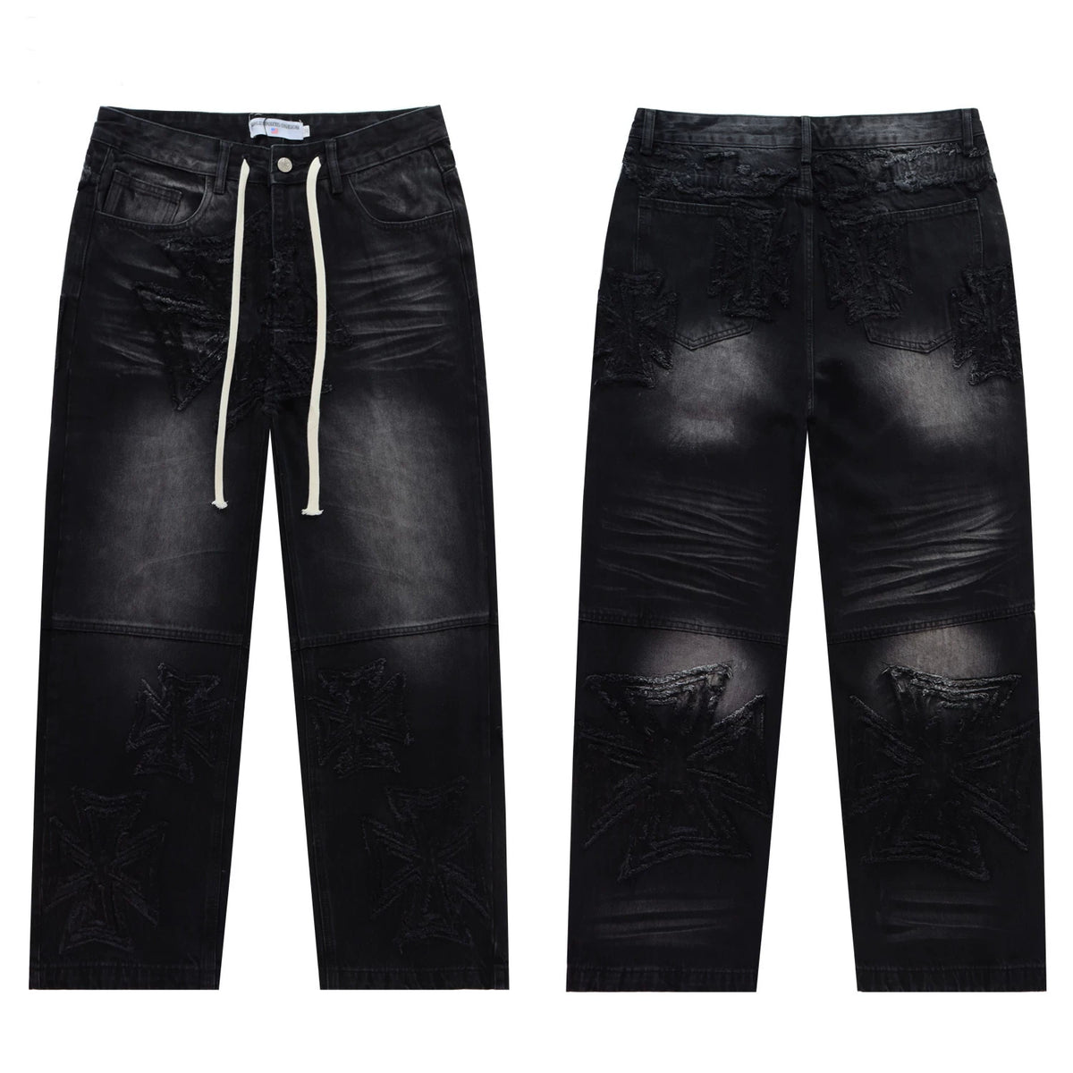 Vale Valley Retro Embroidered Distressed Straight Jeans
