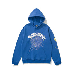 Sp5der "555 555" Web Foam Print Royal Blue Pullover Hoodie