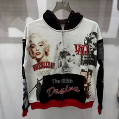 Vale Forever Movie Portrait Printed Zip Up Hoodie