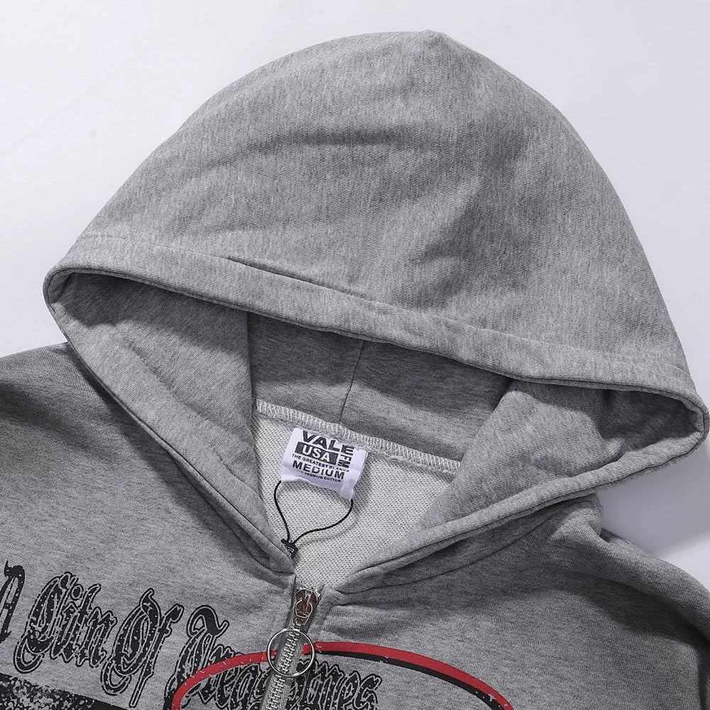 Vale Valley American High Street Graphic Zip Hoodie