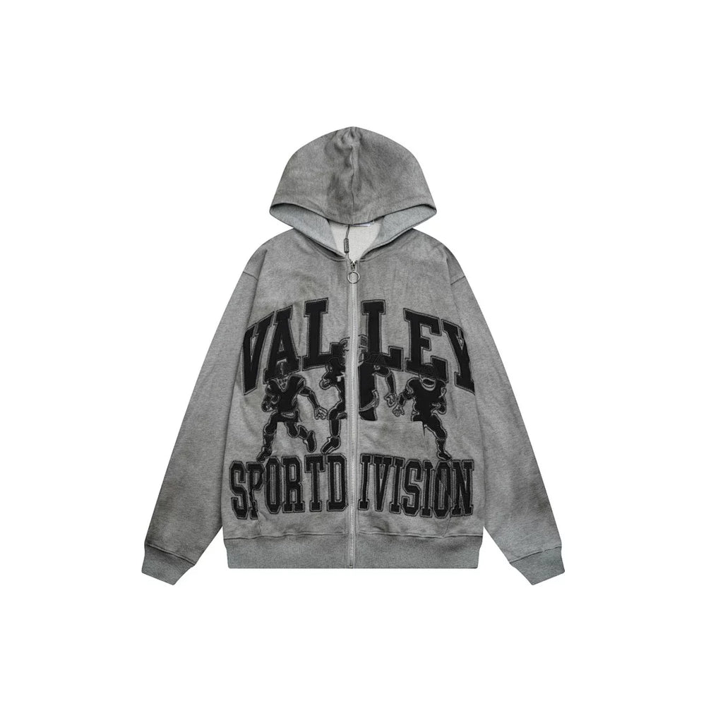 VALE VALLEY High Street Embroidered Zip Hoodie