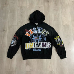 VALE VALLEY Heavyweight Patchwork Embroidered Zip Hoodie