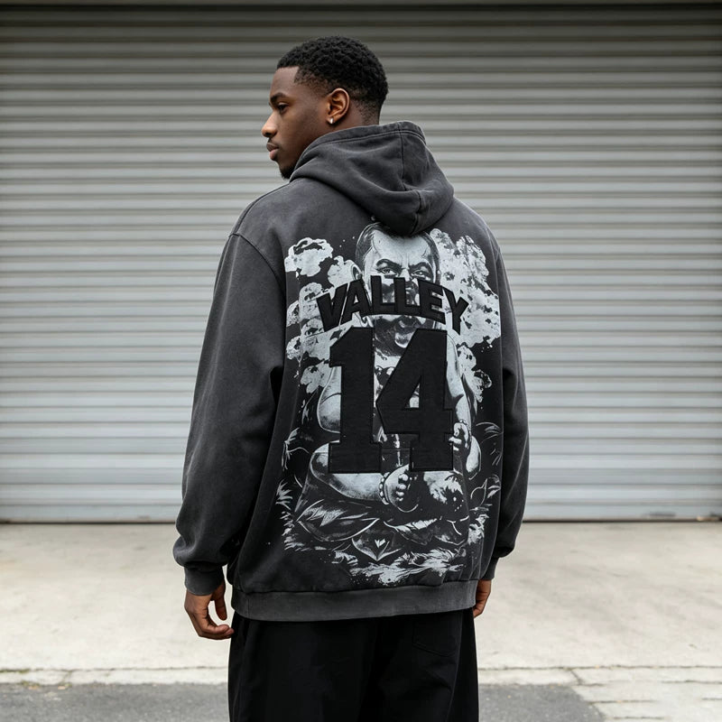 Vale Forever Retro Washed Distressed Number 14 Hoodie