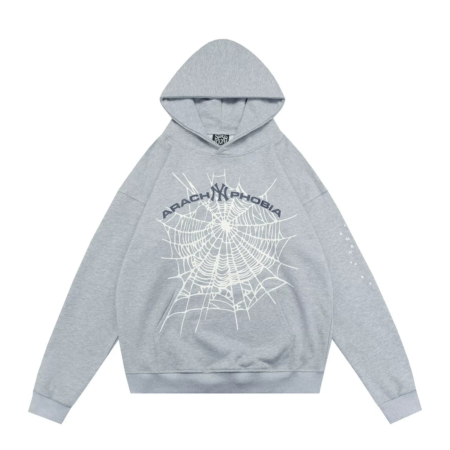 Sp5der Arachnophobia Web Graphic Grey Pullover Hoodie