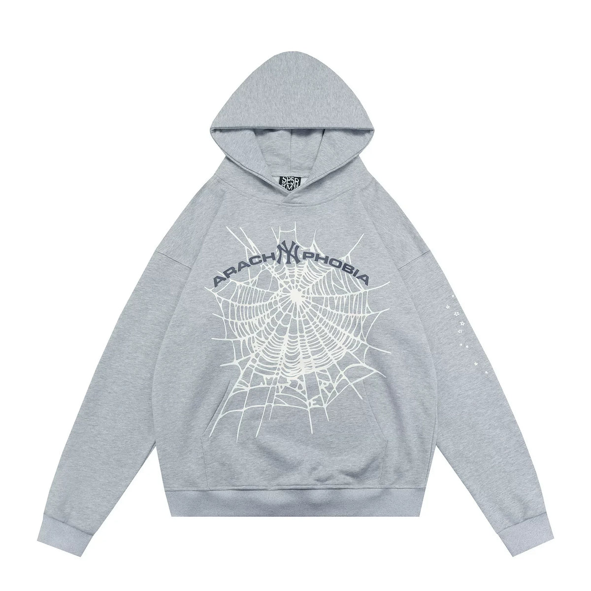 Sp5der Arachnophobia Web Graphic Grey Pullover Hoodie