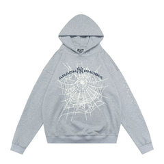 Sp5der Arachnophobia Web Graphic Grey Pullover Hoodie