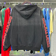 Vale Hip Hop Cartoon Character Washed Zip Hoodie