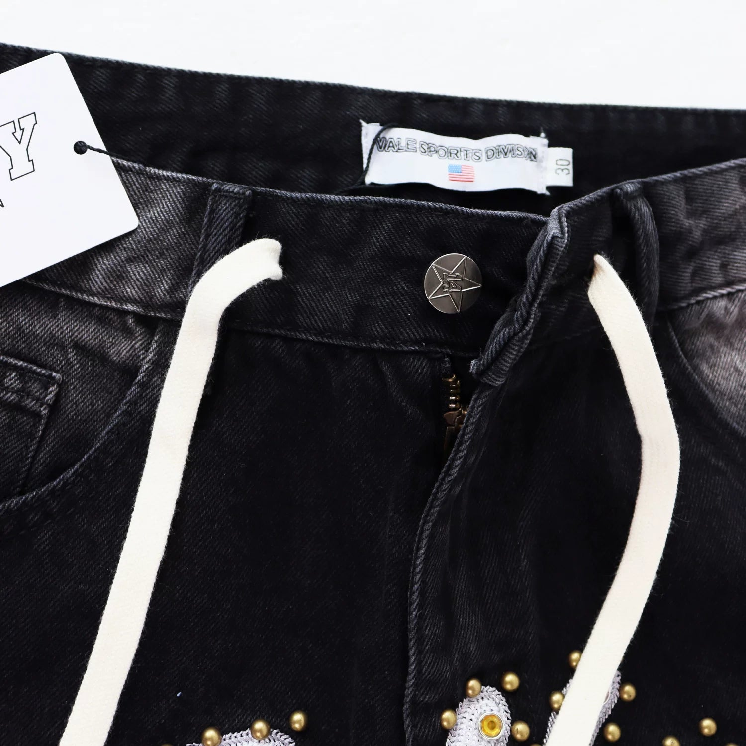 Vale Valley Retro Embroidered Rhinestone Straight Jeans
