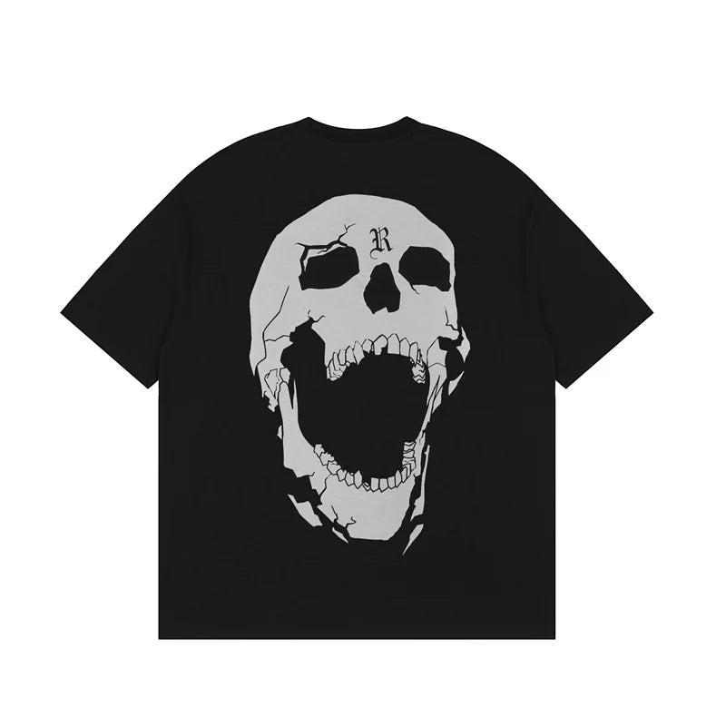 Revenge High Street 3M Reflective Skull Oversized Tee