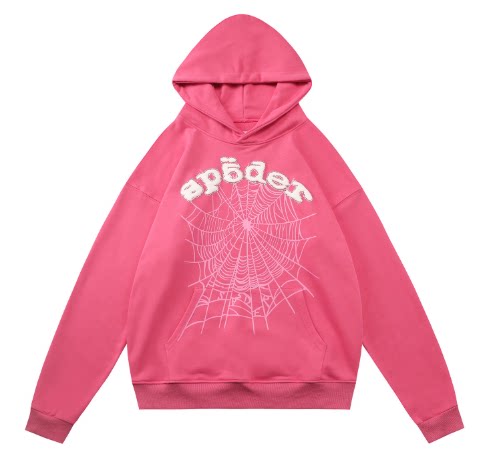 Sp5der Arch Logo Spider Web Hot Pink Pullover Hoodie