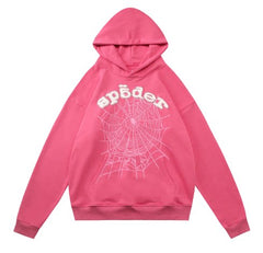 Sp5der Arch Logo Spider Web Hot Pink Pullover Hoodie