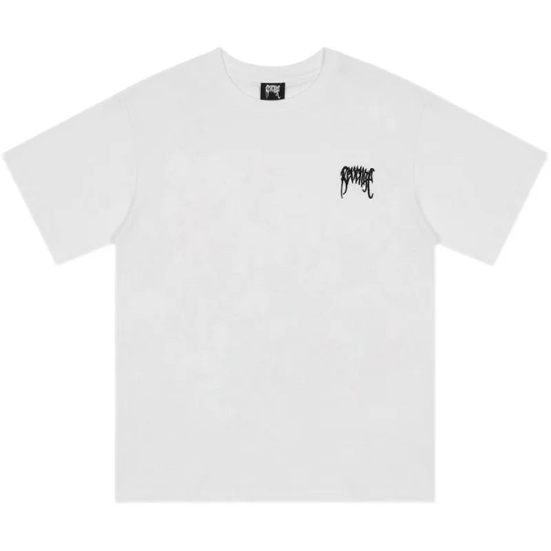 Revenge Minimalist Embroidered Logo Loose Cotton Tee