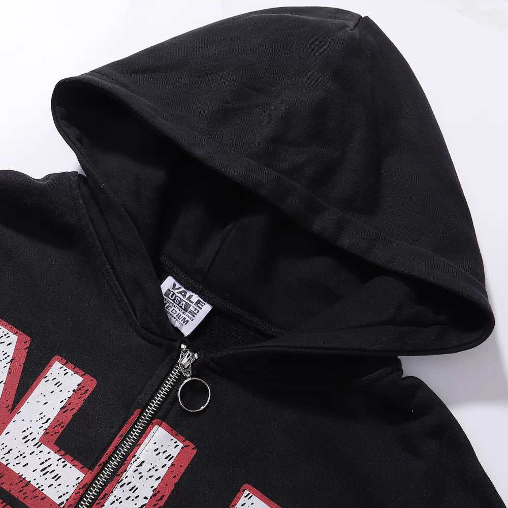 Vale Hip Hop Cartoon Character Washed Zip Hoodie