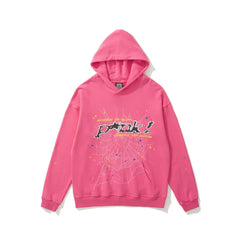 Sp5der "Pink!" Web Graphic Hot Pink Pullover Hoodie