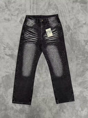 Vale Forever Streetwear Black Rhinestone Straight Jeans
